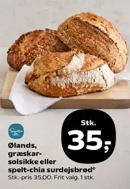 SuperBrugsen Ølands, græskar-solsikke eller spelt-chia surdejsbrød tilbud