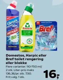 SuperBrugsen Domestos, Harpic eller Bref toilet rengøring eller blokke tilbud
