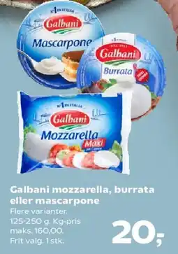 SuperBrugsen Galbani mozzarella, burrata eller mascarpone tilbud