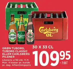 MENY Grøn Tuborg / Tuborg Classic / Carlsberg (30 x 33 cl) tilbud