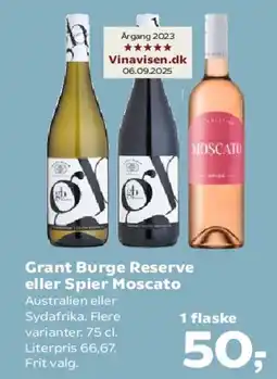 SuperBrugsen Grant Burge Reserve eller Spier Moscato tilbud