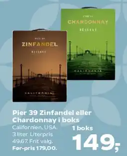 SuperBrugsen Pier 39 Zinfandel eller Chardonnay i boks tilbud