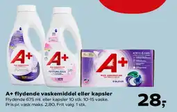 SuperBrugsen A+ flydende vaskemiddel eller kapsler tilbud