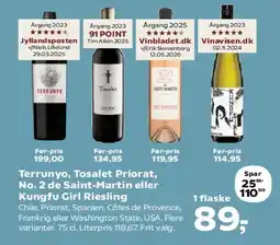 SuperBrugsen Terrunyo / Tosalet Priorat / Kungfu Girl Riesling tilbud
