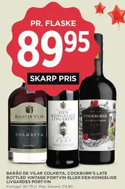 MENY Portvin (Barão de Vilar, Cockburn's Late Bottled Vintage, Den Kongelige Livgardes) tilbud