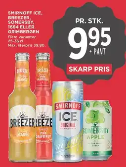 MENY Smirnoff Ice, Breezer, Somersby, 1664 eller Grimbergen tilbud