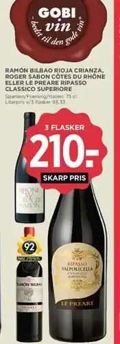 MENY 3 flasker vin tilbud