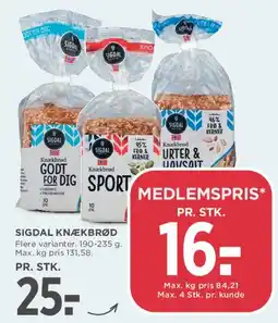 MENY Sigdal knækbrød tilbud
