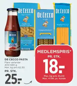 MENY De Cecco pasta tilbud