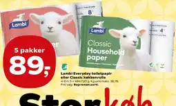 Kvickly Lambi Everyday toiletpapir eller Classic køkkenrulle tilbud