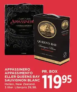 MENY Appassinero Appassimento eller Queens Bay Sauvignon Blanc (box) tilbud