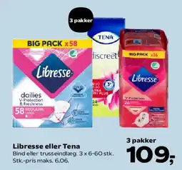 SuperBrugsen Libresse eller Tena (3 pakker) tilbud