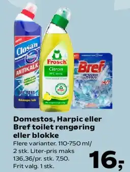 Kvickly Domestos, Harpic eller Bref toilet rengøring eller blokke tilbud