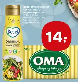 Kvickly Becel flydende eller OMA stege- og bagermargarine tilbud