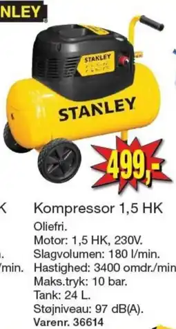 Harald Nyborg Stanley kompressor 1,5 hk tilbud