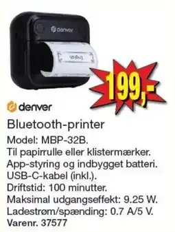 Harald Nyborg denver bluetooth-printer tilbud