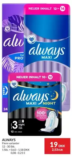 Nielsen's Discount Always maxi night tilbud