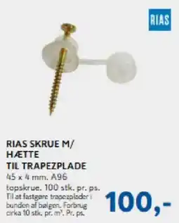 Davidsen Rias skrue m/ hætte til trapezplade tilbud