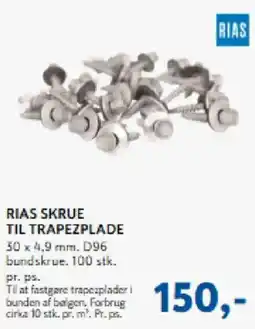 Davidsen Rias skrue til trapezplade tilbud