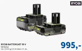 Davidsen Ryobi batterisæt 18 v tilbud
