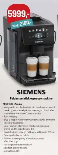 Kop & Kande SIEMENS Fuldautomatisk espressomaskine tilbud