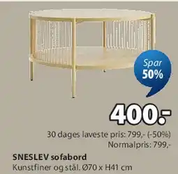 JYSK SNESLEV sofabord tilbud