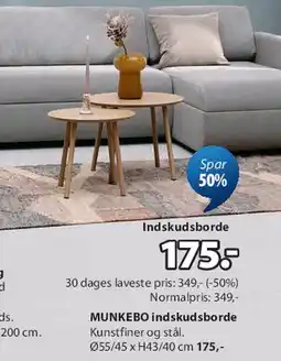 JYSK MUNKEBO indskudsborde tilbud