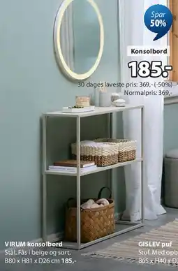 JYSK VIRUM konsolbord tilbud