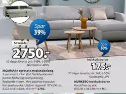 JYSK MOMMARK sovesofa med chaiselong tilbud