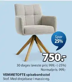 JYSK VEMMETOFTE spisebordsstol tilbud