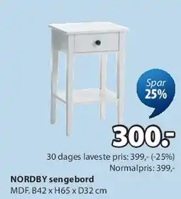 JYSK NORDBY sengebord tilbud