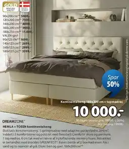 JYSK HEMLA + TOSEN kontinentalseng tilbud