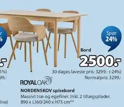 JYSK NORDENSKOV spisebord tilbud