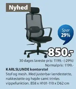 JYSK KARLSLUND kontorstol tilbud