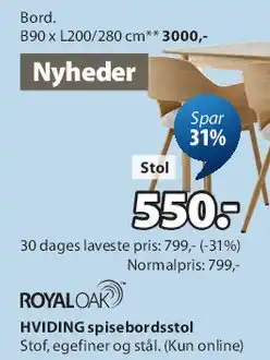 JYSK HVIDING spisebordsstol tilbud