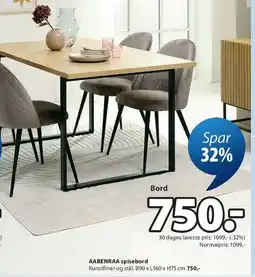 JYSK AABENRAA spisebord tilbud