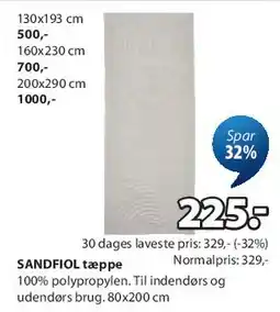 JYSK SANDFIOL tæppe tilbud