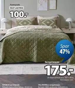JYSK VILLMORELL sengetæppe tilbud