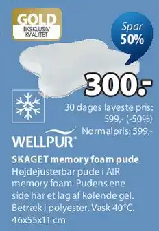 JYSK SKAGET memory foam pude tilbud
