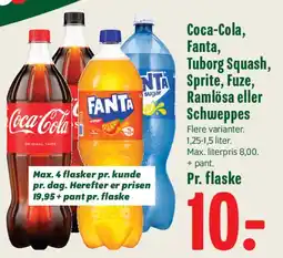 Min Købmand Coca-Cola / Fanta / Tuborg Squash / Sprite / Fuze / Ramlösa / Schweppes tilbud