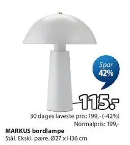 JYSK MARKUS bordlampe tilbud