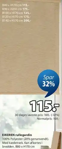 JYSK EIKEREN rullgardin tilbud