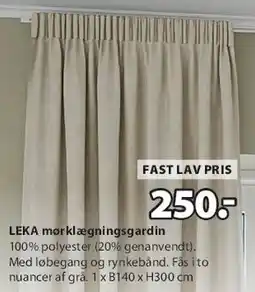 JYSK LEKA mørklægningsgardin tilbud