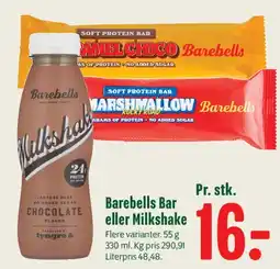 Min Købmand Barebells Bar eller Milkshake tilbud