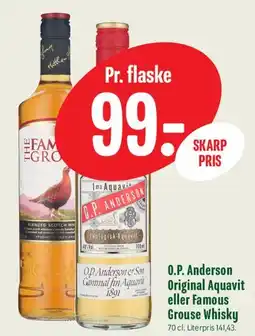 Min Købmand O.P. Anderson Original Aquavit eller Famous Grouse Whisky tilbud