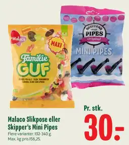 Min Købmand Malaco Slikpose eller Skipper's Mini Pipes tilbud