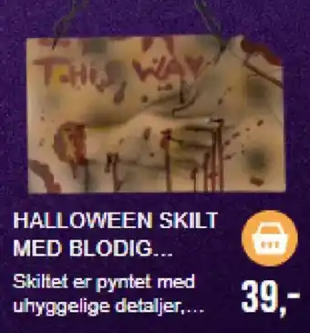 Halloween Skilt med Blodig...