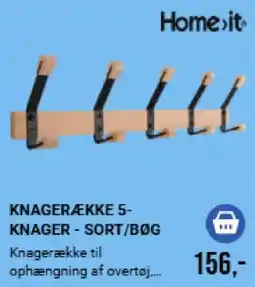 Harald Nyborg Home.it Knagerække 5-knager - sort/bøg tilbud