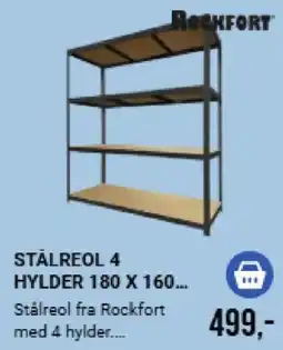 Harald Nyborg Rockfort stålreol 4 hylder tilbud