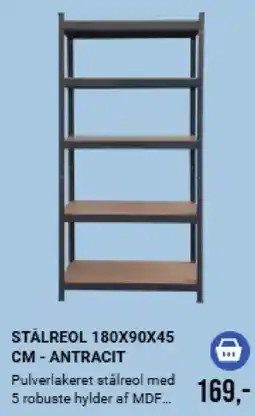 Harald Nyborg Stålreol 180x90x45 cm - antracit tilbud